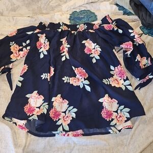 Flowery off shoulder blouse